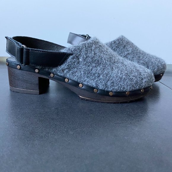 Argilla Women's Shoes Clogs Wool Grey Open Heel - Picture 3 of 12